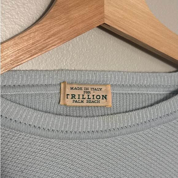 Men's Light Blue Vintage Made in Italy for Trillion Palm Beach Knit Sweater - Picture 2 of 5